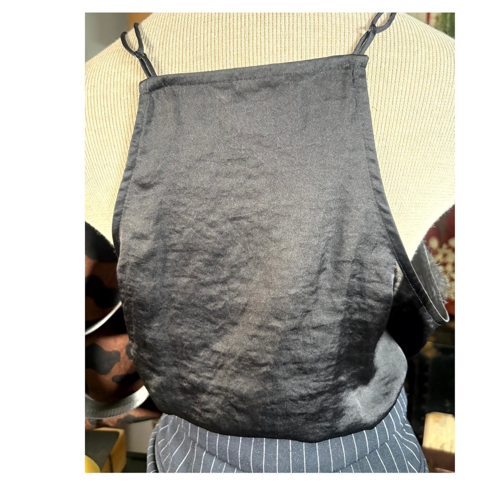 Nine west Black Satin Eyelash Lace Racerback Camisole Size Large - Picture 4 of 11